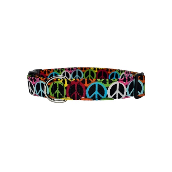 1” Rainbow/Peace Dog Collar - Picture 1 of 8
